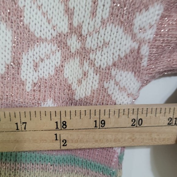 VTG 80s Womens Pink Green Snowflake Patterned Ugly Fun Sweater Small  USA - Picture 8 of 13